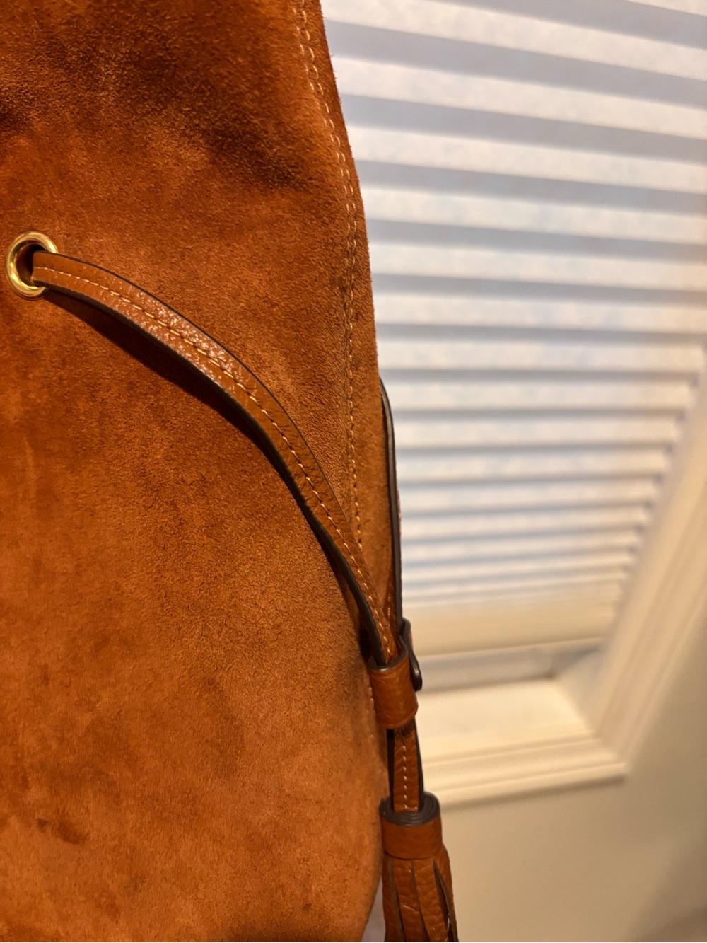 Coach Andy Chestnut Suede Tote with Tassel Accents - Picture 3 of 7